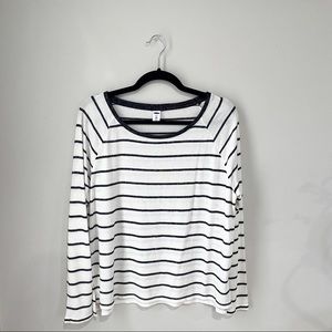 Old Navy White & Black Striped Luxe Long Sleeve